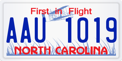 NC license plate AAU1019