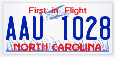 NC license plate AAU1028