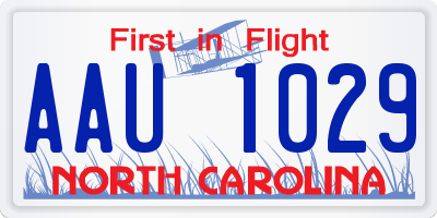 NC license plate AAU1029