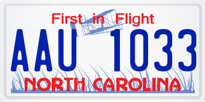 NC license plate AAU1033
