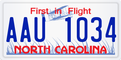 NC license plate AAU1034