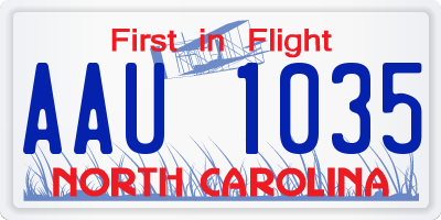NC license plate AAU1035
