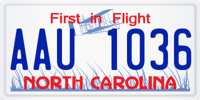 NC license plate AAU1036