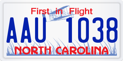 NC license plate AAU1038