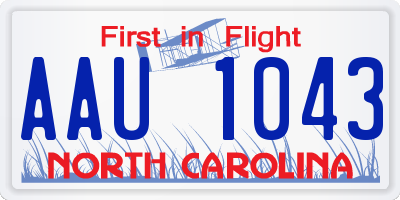 NC license plate AAU1043