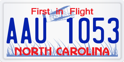 NC license plate AAU1053