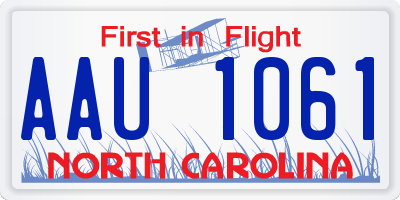 NC license plate AAU1061