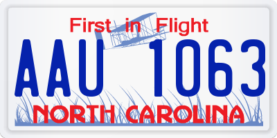 NC license plate AAU1063