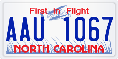 NC license plate AAU1067