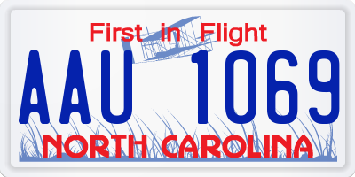 NC license plate AAU1069