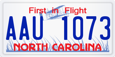 NC license plate AAU1073