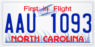 NC license plate AAU1093