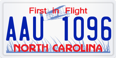 NC license plate AAU1096