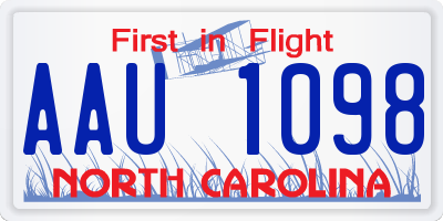 NC license plate AAU1098
