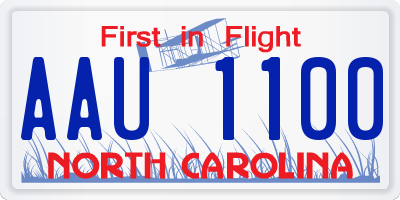 NC license plate AAU1100