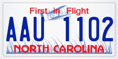 NC license plate AAU1102