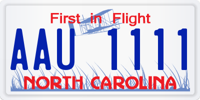 NC license plate AAU1111