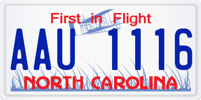 NC license plate AAU1116