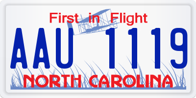 NC license plate AAU1119