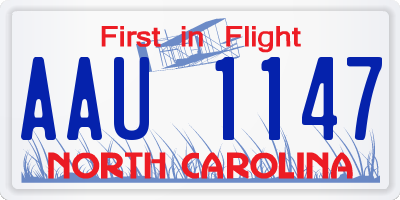 NC license plate AAU1147