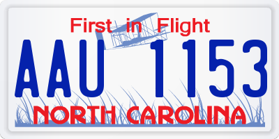 NC license plate AAU1153