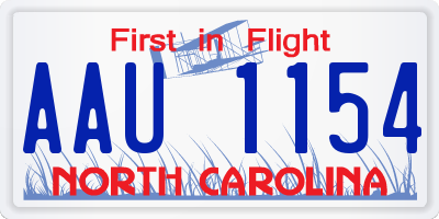 NC license plate AAU1154