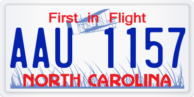 NC license plate AAU1157