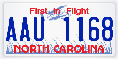 NC license plate AAU1168