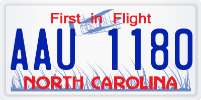 NC license plate AAU1180