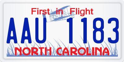 NC license plate AAU1183
