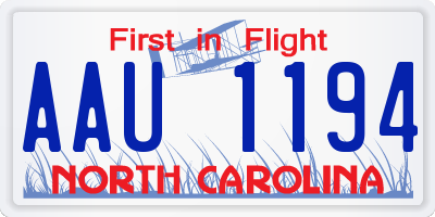NC license plate AAU1194