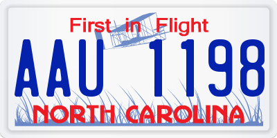 NC license plate AAU1198