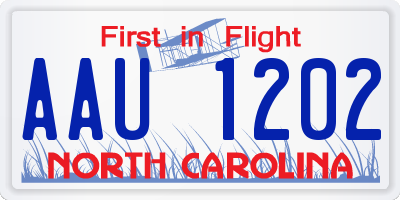 NC license plate AAU1202
