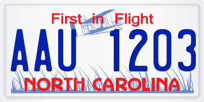 NC license plate AAU1203