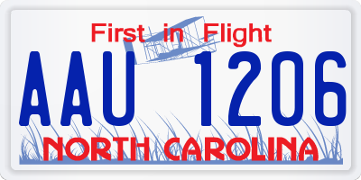 NC license plate AAU1206