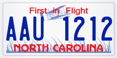 NC license plate AAU1212