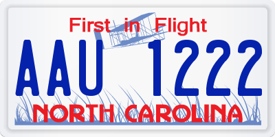 NC license plate AAU1222