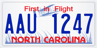 NC license plate AAU1247