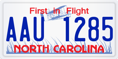 NC license plate AAU1285