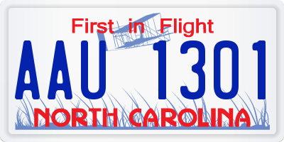 NC license plate AAU1301