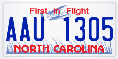 NC license plate AAU1305