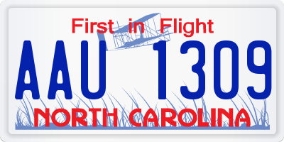 NC license plate AAU1309