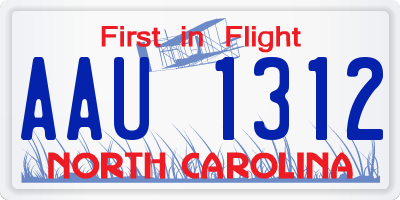 NC license plate AAU1312