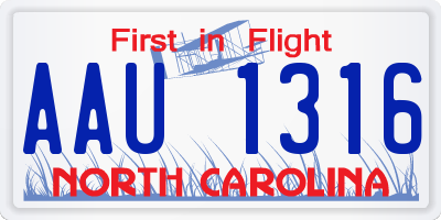 NC license plate AAU1316