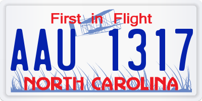 NC license plate AAU1317
