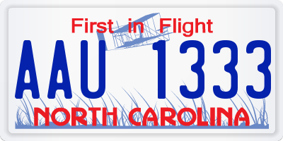 NC license plate AAU1333