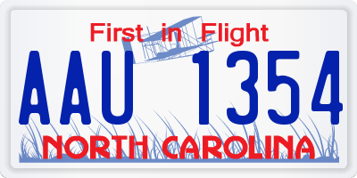 NC license plate AAU1354