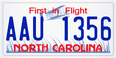 NC license plate AAU1356