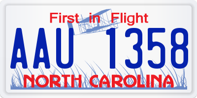 NC license plate AAU1358