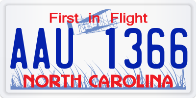 NC license plate AAU1366